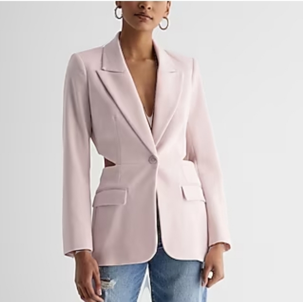 Express one button waist cutout blazer